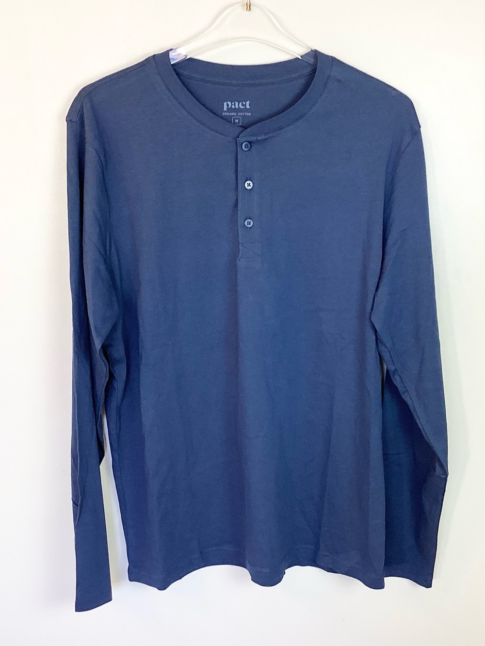 NWOT Pact Organic Cotton Softspun Long Sleeve Henley - Blue - M